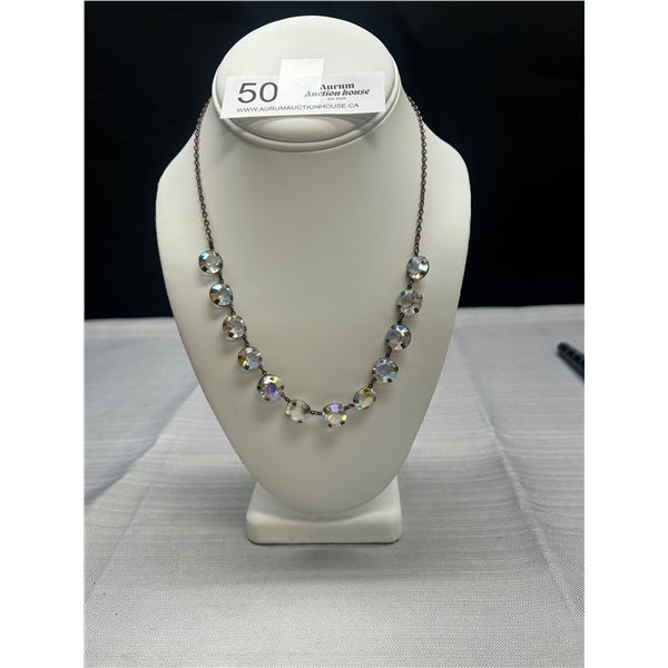 Genuine Antique Bezel Set Crystal Necklace Beauty!