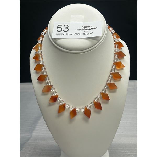 Vintage Genuine Rock Crystal Branded AGATE Necklace Quality!