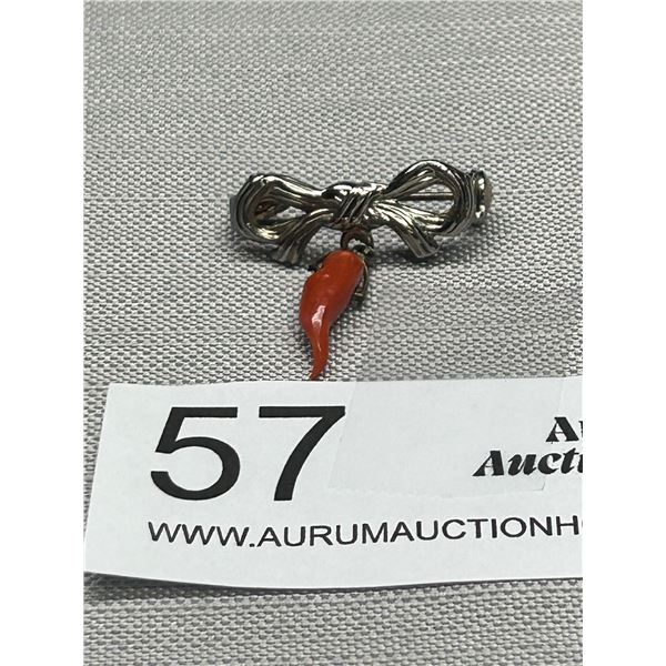 Antique Victorian Genuine Coral Brooch Nice!