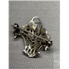 Image 3 : Antique Sterling Marcasite Open Work Flower Basket Brooch Hallmarked
