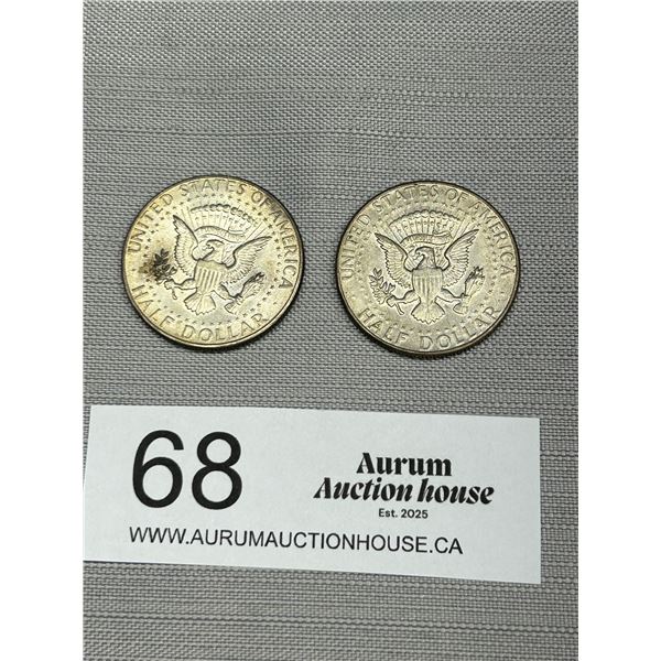 2 US Silver 50 Cent Coins