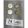 Image 1 : 4 Silver Canadian 1967 Quarters