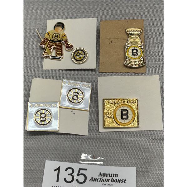 Lot fo 6 Bosotn Bruins Pins, 2 Bobby Orr, Stanley Cup