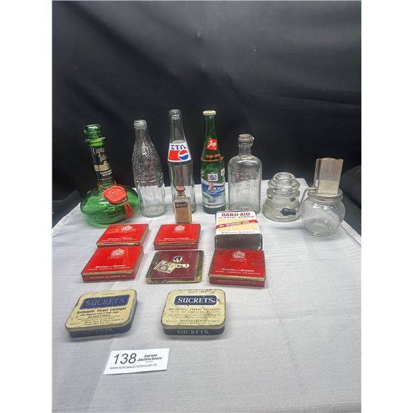 Misc Lot of 6 Antique/Advertising Bottles, Embossed Gordons Gin w Original Cap Woodwards Iodine A Un
