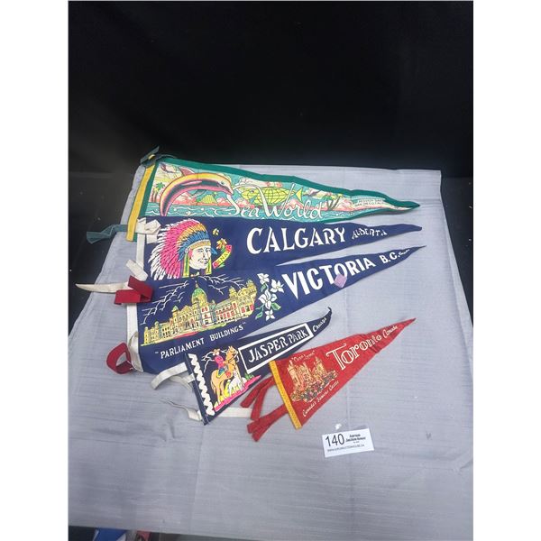 Lot of 5 Felt Pennants 2 w/ Original Price Tags