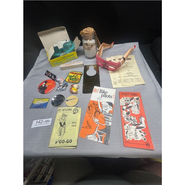 Lot of Vinateg Novelty Items 2 Pair Glasses pickled people and more