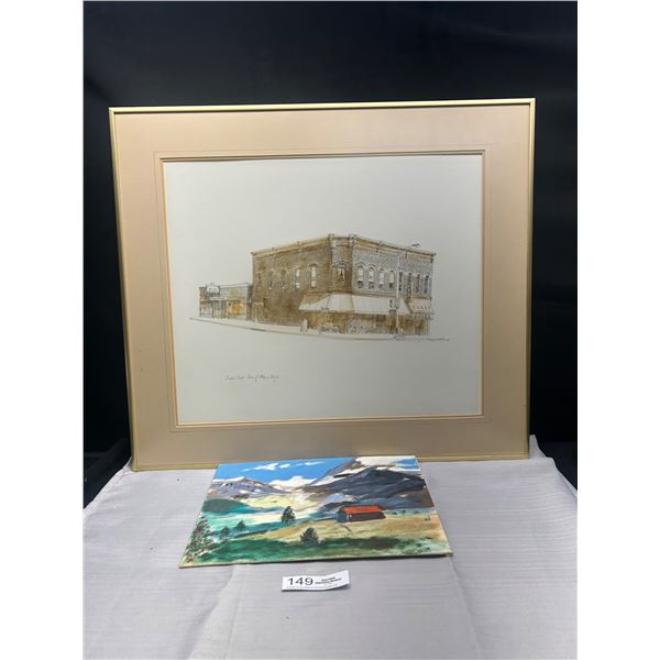 Framed Sign Original 1986 Painting "South East Corner of Main & Keefer" in Vancouver 24"x21" and Ori