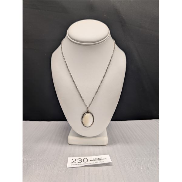 Vintage Silver with Mother of Pearl Pendant with Necklace