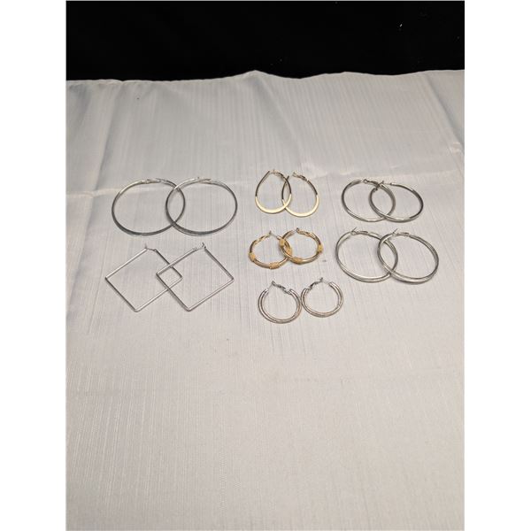 7 Pairs of Small to Large Hoop Earrings