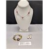 Image 1 : Vintage Venetian Glass Choker Necklace, Beads Bracelet and Pair of Dangle Errings