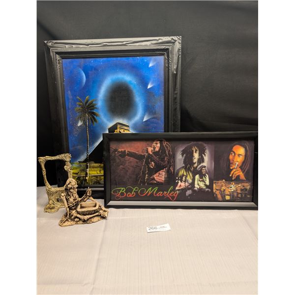 Home Décor Lot Jimi Hendrix Print Plus other Framed Print and Skeleton décor