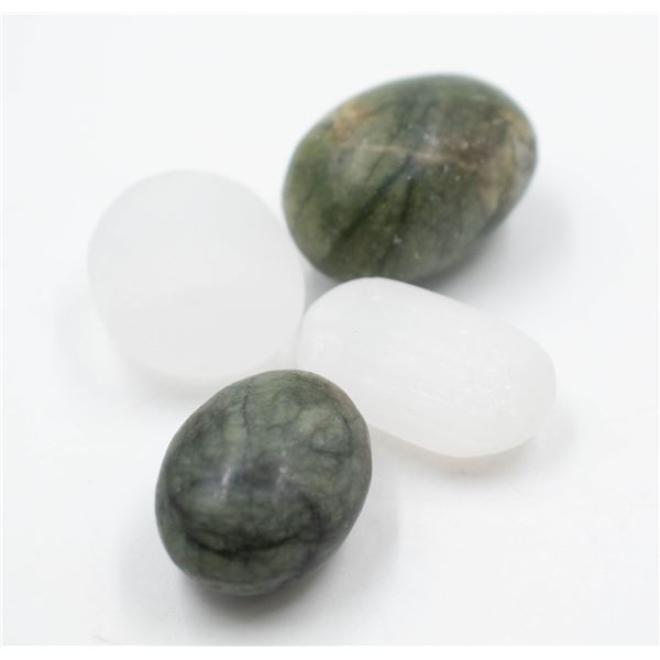 #08-NATURAL SELENITE & GREEN JADE TUMPLETE 375 CT