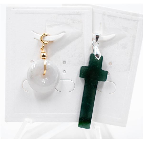 #193-NATURAL JADE JADEITE PENDANT 2PCS