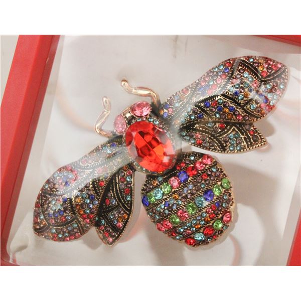 NEW XL BEE BROOCH FULLY ENCRUSTED WITH