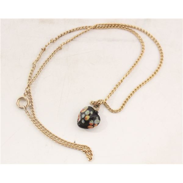 ITALY MURANO GLASS HEART NECKLACE