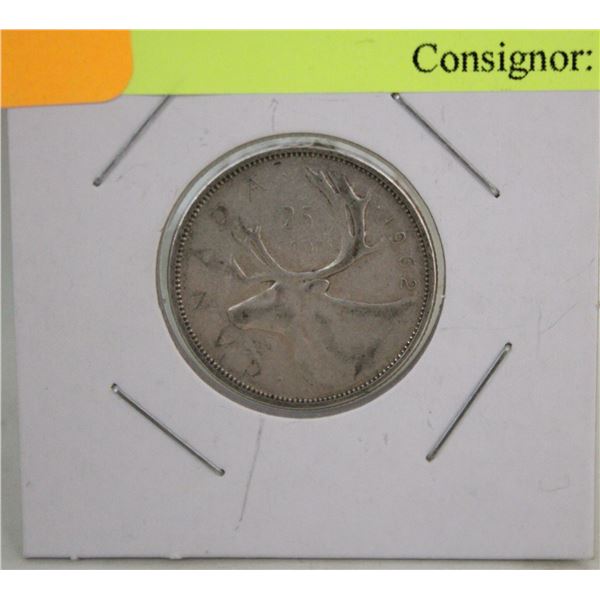 1962 SILVER CANADA 25 CENT COIN