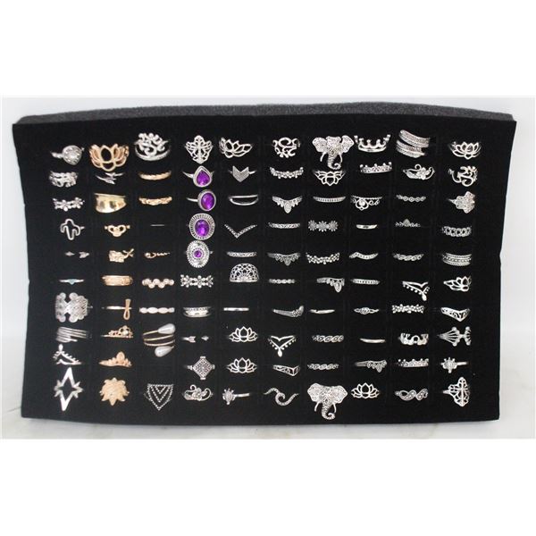 TRAY W/100 EAST INDIAN STYLE  RINGS