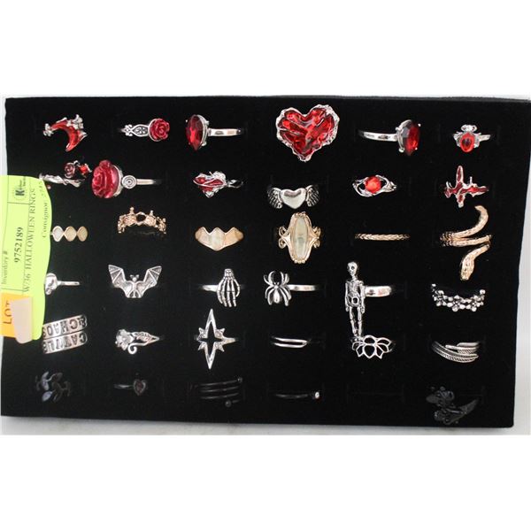 TRAY W/36  HALLOWEEN RINGS