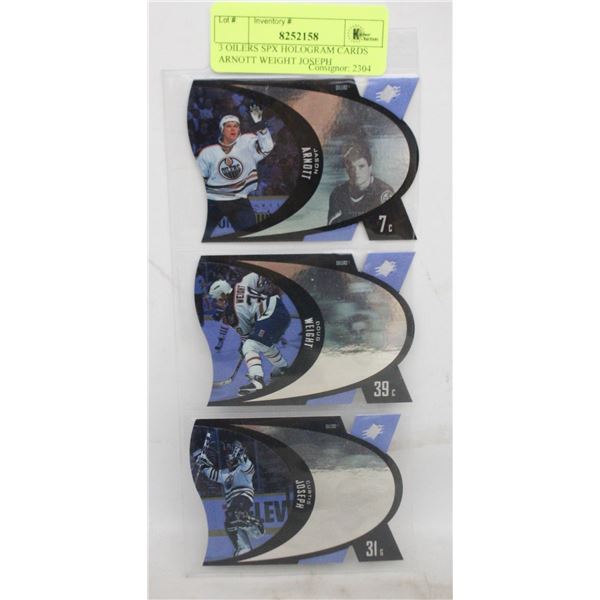 3 OILERS SPX HOLOGRAM CARDS ARNOTT WEIGHT JOSEPH