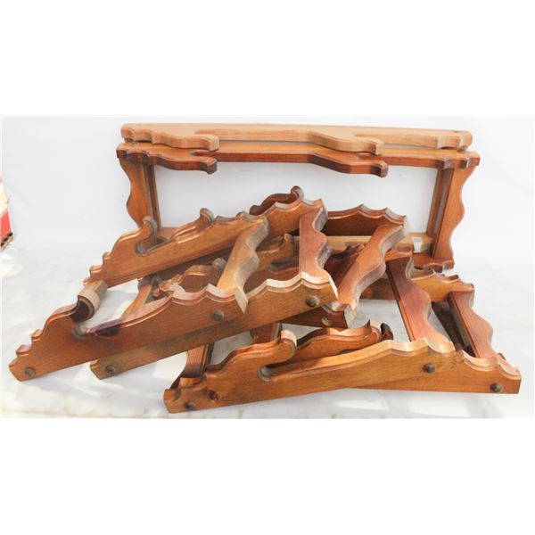 8 WOOD PLATE HOLDERS - 6 - ONE PLATE & 2 TWO