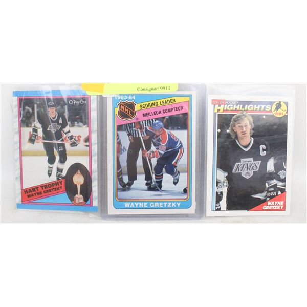 LOT OF 3 WAYNE GRETZKY CARDS