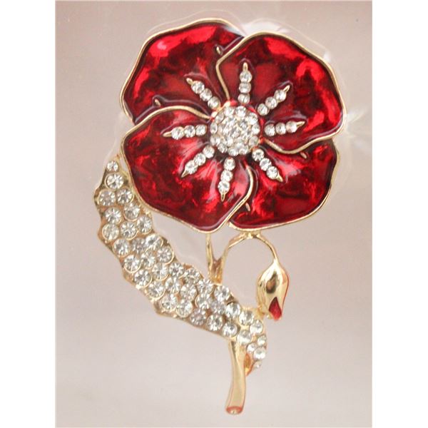 NEW LARGE POPPY BROOCH ENAMEL FILLED
