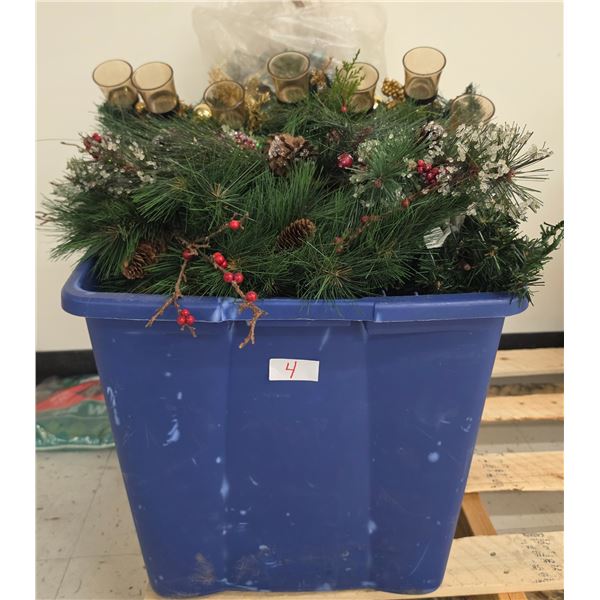 Bin of Christmas Wreaths, Garlands, etc.