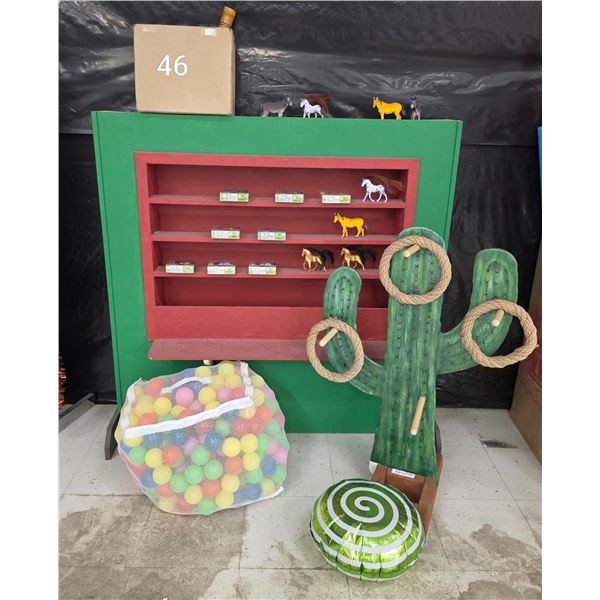 Misc. Lot – Cactus Ring Game, Large Display, Toy Animals, etc.
