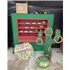 Image 1 : Misc. Lot – Cactus Ring Game, Large Display, Toy Animals, etc.