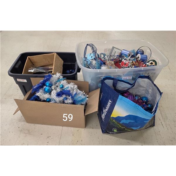 Assorted “Blue” Christmas Lot – Balls, Ribbon, Snowflakes, etc.