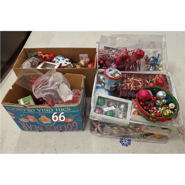 Large Lot of Christmas Tree Ornaments, Ribbons, etc.