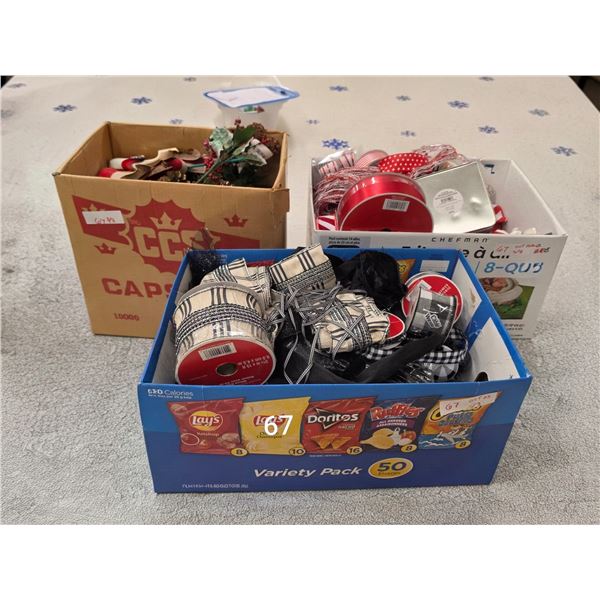 Lot of Christmas and Halloween Ribbon, Christmas Décor, etc.