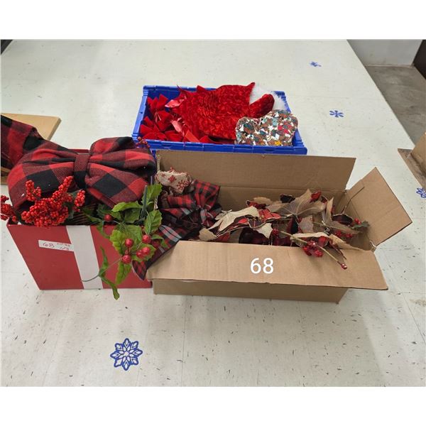 Lot of Christmas Bows, Décor, Stockings, etc.