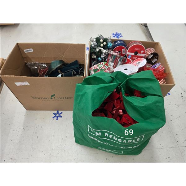 Lot of Christmas Bows, Ribbon, etc.