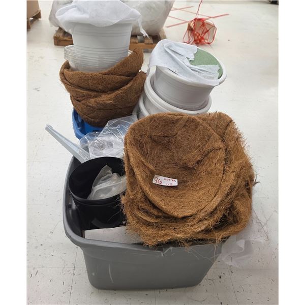 Misc. Lot - Coir Liners, Plastic Flowerpots, etc.