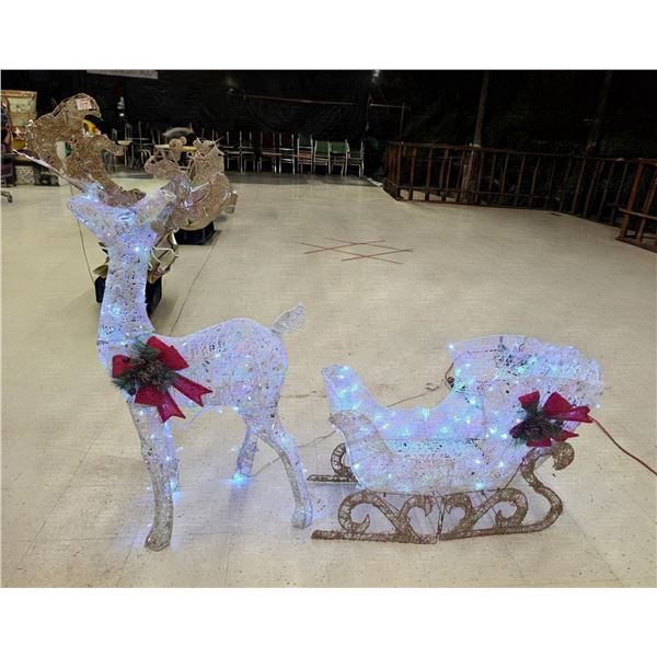 Light-Up 4’ Tall Reindeer w/ Sleigh