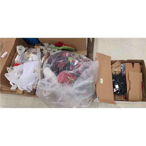 Assorted Christmas Lot – Lights, Fabric, Ribbon, etc.