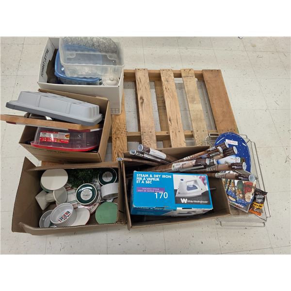Lot of Assorted Kitchen & Household Items – Rolls of Shelf Liner, Iron, Ramekins, etc.