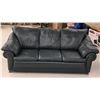 Image 1 : Green Faux Leather Couch – L 80” x W 32”x H 36”