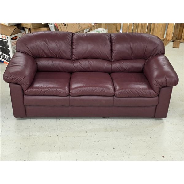 Red Faux Leather Couch – L 80” x W 32”x H 36”