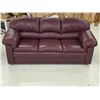 Image 1 : Red Faux Leather Couch – L 80” x W 32”x H 36”