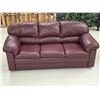 Image 1 : Red Faux Leather Couch – L 80” x W 32”x H 36”