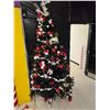 Image 1 : 7’ Black Christmas Tree Decorated Red and White w/ Lights – Working