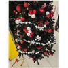 Image 2 : 7’ Black Christmas Tree Decorated Red and White w/ Lights – Working