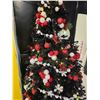 Image 3 : 7’ Black Christmas Tree Decorated Red and White w/ Lights – Working