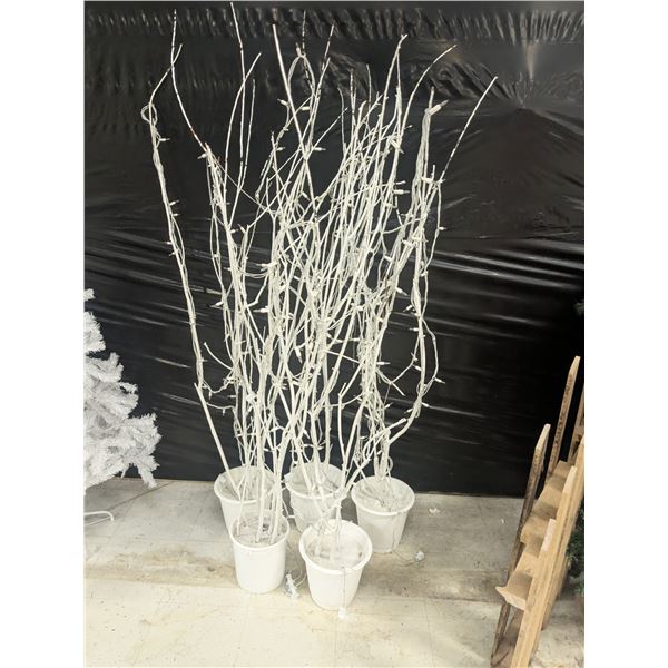 (5) Lighted White Artificial Birch Trees – 5’ to 6’ Tall