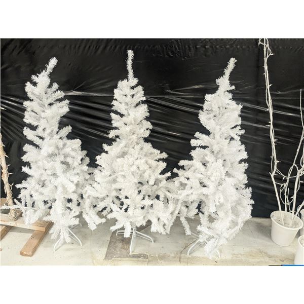 (3) White Christmas Trees – 5’ Tall