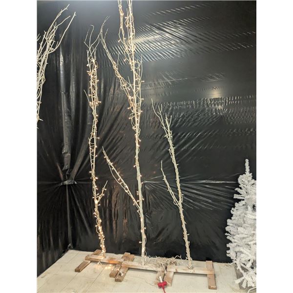 (3) Lighted White Artificial Birch Trees – 7’ to 12’ Tall