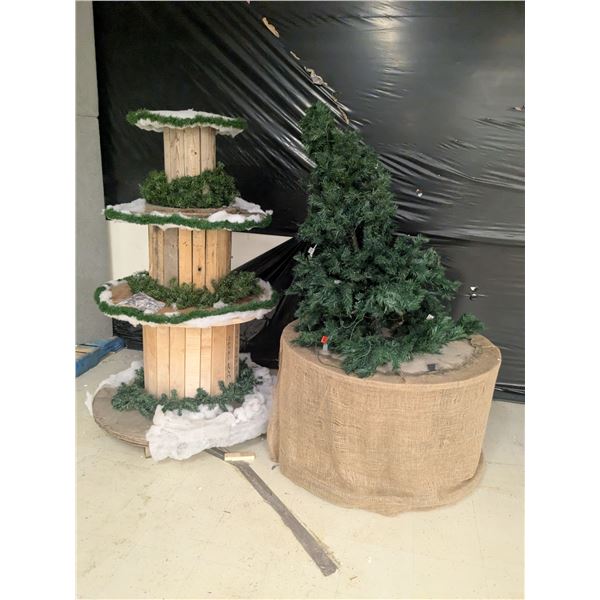 Partially Deconstructed Christmas Display inc. Large Wooden Spool “Table”
