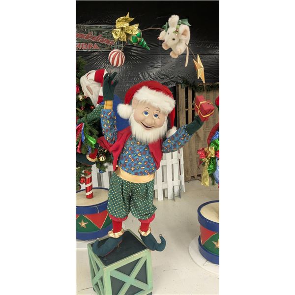 Juggling Elf on Box Décor - 80” Tall